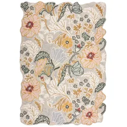 KADIMA DESIGN Teppich handgetuftet | 100% Wolle | Florale Motive mit geformten Kanten | Für Fußbodenheizung | 120x170cm