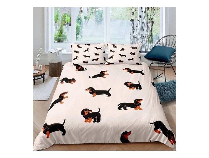 LuxusKollektion Kinderbettwäsche Kinder Hund Bettbezug Set Sausage 135x200cm