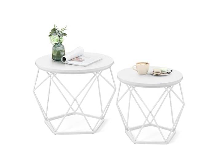 VASAGLE Couchtisch rund, 2er Set, Holzspanplatte
