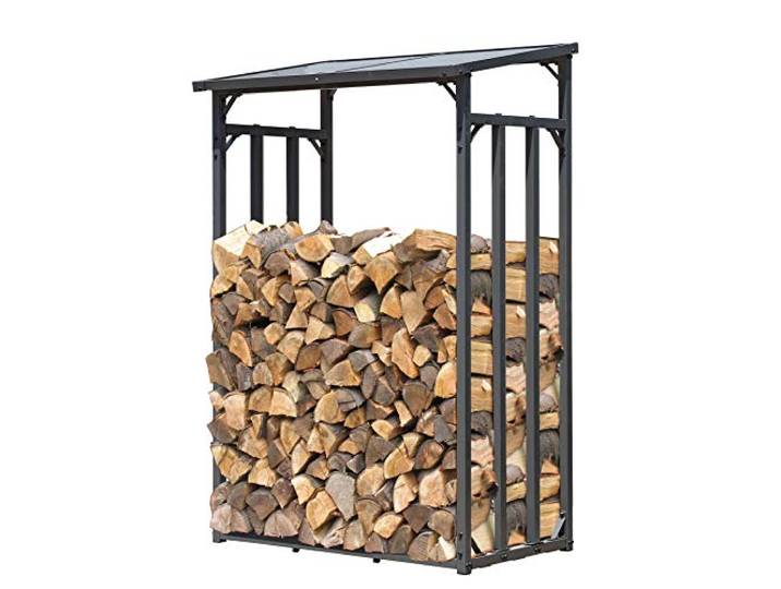 QUICK STAR Metall Kaminholzregal Außen 130 x 70 x 185 cm, Pro - 40 mm Stahlprofil, Anthrazit, Wetterfest, Kapazität 1,6 m³ (2,5 SRM), L Garten Kaminholzunterstand Stapelhilfe