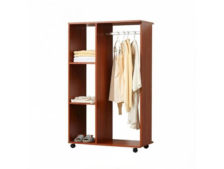 Meuble de rangement ouvert pour chambre armoire penderie en bois avec étagères portable