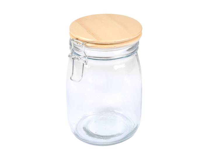 Vorratsglas mit Bügelverschluss, Glasdose mit Bambus-Deckel, 0,7 l
