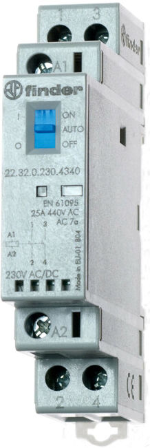 Finder Contacteur d'installation 230VAC/DC, 2S, LED 22.32.0.230.4340 (223202304340)
