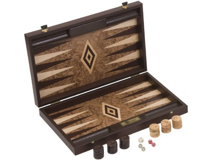 Uber Games Walnoot Burl Backgammon Set, 47.5x60cm