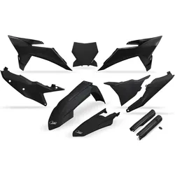 UFO, Motorrad Zubehör, Kunststoff-Set (Komplettset) mit Teleskop-Stossdämpfer-Schutz für KTM SX 125 / 150 / 250 / 300