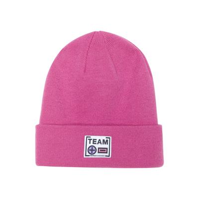 Beanie CHIEMSEE, Herren, pink (sugar plum), Kunstfaser, unifarben, Mützen Beanie, - mit Logo Label