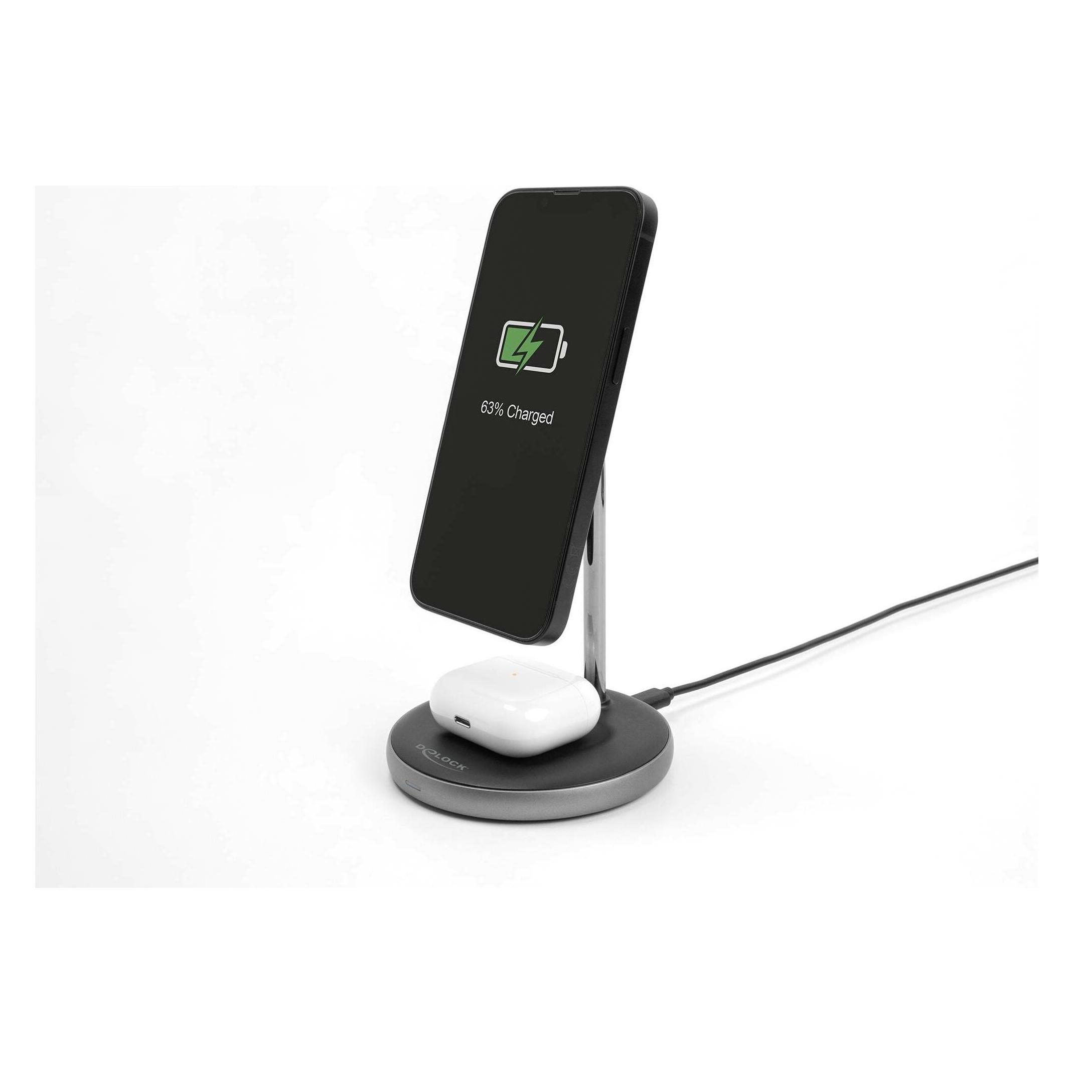 Delock Wireless Charger 2 in 1 mit 5 W / 7,5 W / 10 W / 15 W (15 W) (66468)