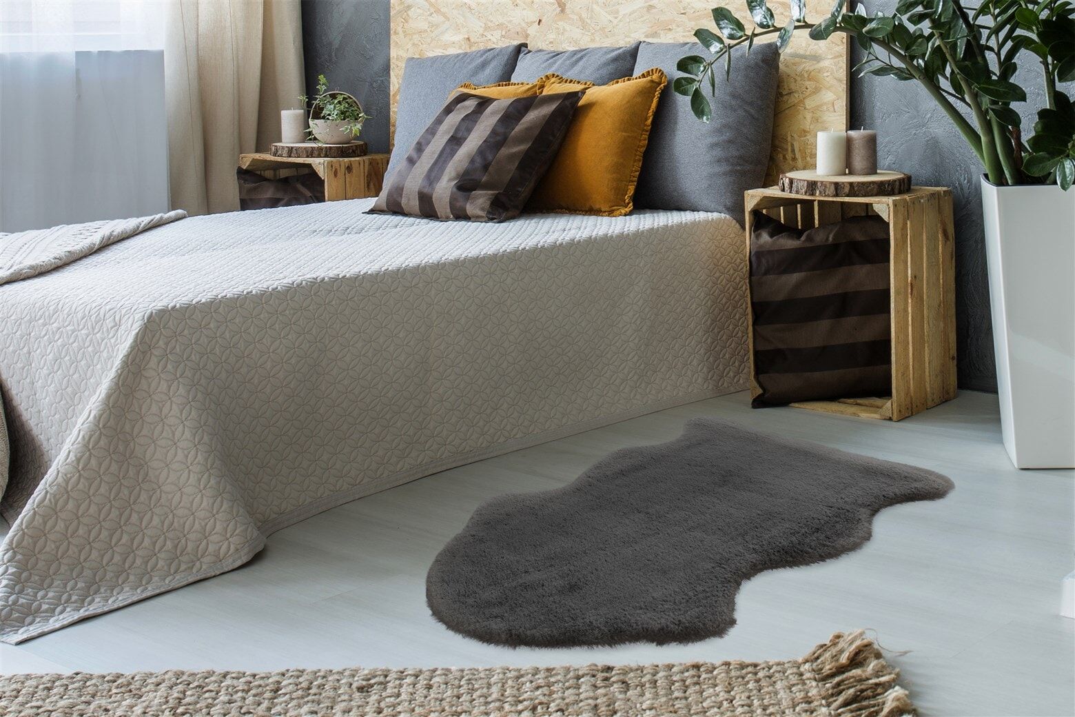 Hochflor-Teppich KAYOOM "Cosy Sheepskin 525", grau, B:60cm H:25mm L:90cm, Polyester, Teppiche, Hochflor-Teppich, Fell Kannichen Haptik, weich kuschelig grau B : 60cm 1 Stk., 25mm, L: 90cm