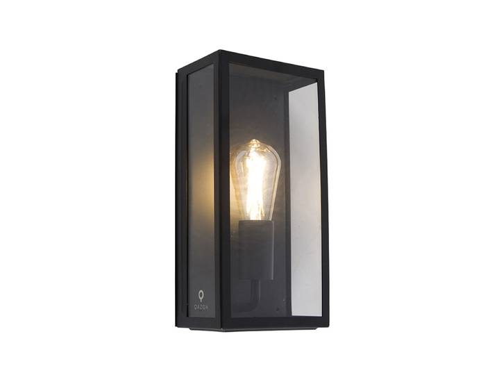 Applique murale d'extérieur industrielle noire IP44 avec verre -