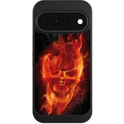 Nivocase Hülle für Google Pixel 11 Handyhülle NIVOcore Case Schwarz Feuer Schädel Totenkopf (Google Pixel 11), Smartphone Hülle, Schwarz