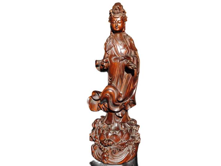 Sculpture vintage en bois kwan-yin statue bodhisattva bouddhiste guanyin prière sculpture en bois statue bureau étude souvenir