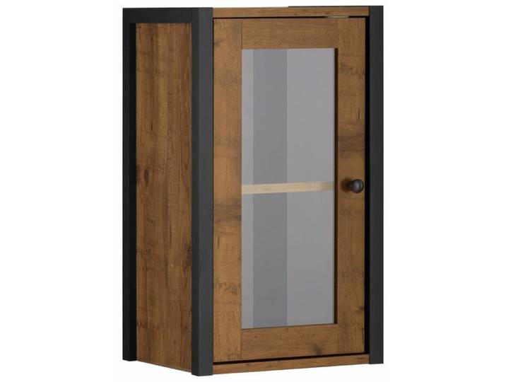 Chris Armoire murale avec 1 porte vitrée en aggloméré chêne