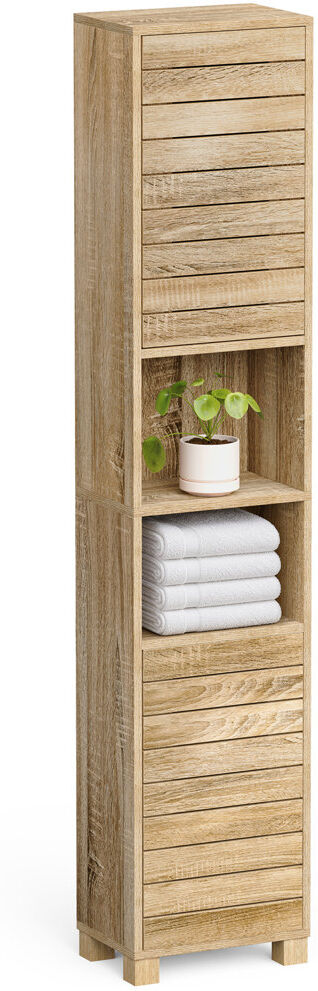 Vonhaus Chester Freestanding Bathroom Storage Natural 165cm H X 34cm W X 23cm D