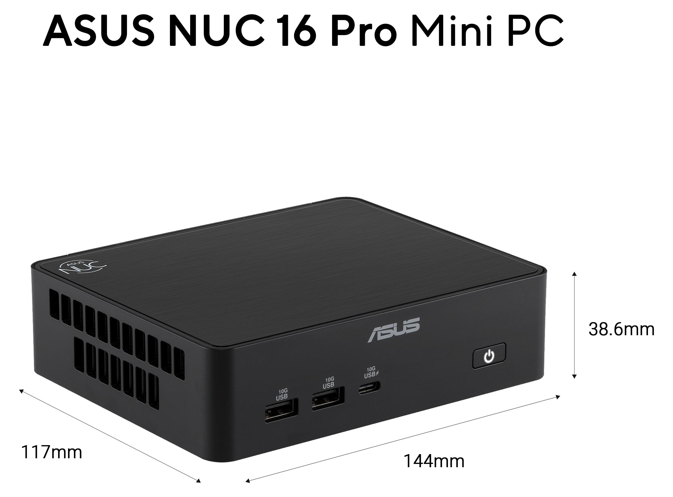 ASUS NUC 16 Pro Slim Mini PC RNUC16GDKU7684N2 (Intel Core Ultra 7 356H Prozessor, Intel Grafik, 2x 16GB DDR5 Speicher, 1TB G4 PCIe SSD, Intel WiFi 7, Windows 11 Pro NextGen Standard, mit EU-Netzkabel, bis 180 TOPS KI-Leistung, unterstützt OpenClaw & Hermes Agent etc.), Intel Core Ultra 7, 356H, 16 GB, 1 TB, Windows 11 Pro, 64-Bit