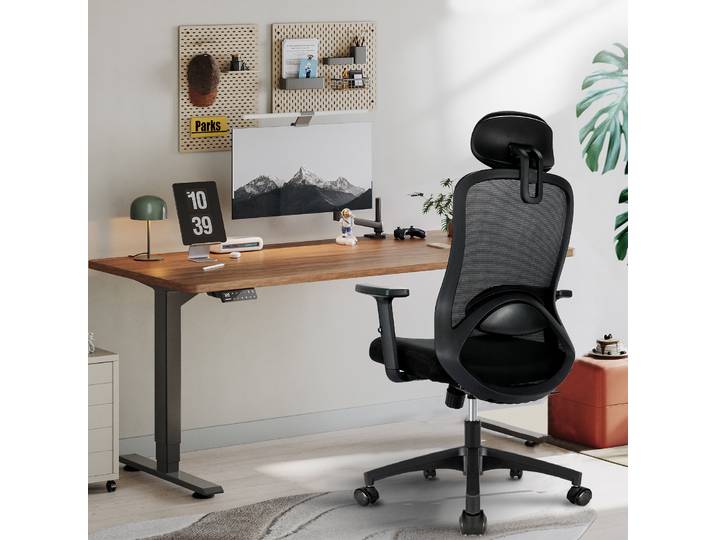 Chaise de bureau ergonomique Milacyee, chaise de bureau à dossier haut avec appui-tête et soutien lombaire réglables, offre 90 ° -130 ° Recl
