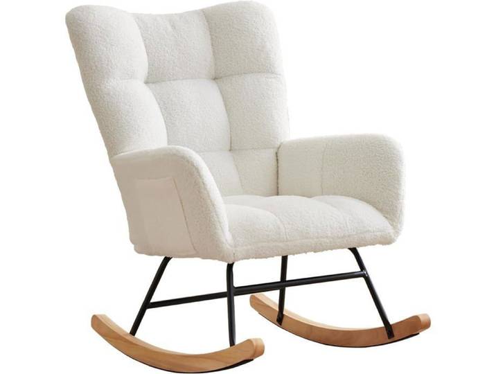 Fauteuil à bascule - HOERFURIY - Beige - Relaxation - 1 place - Tissu peluche