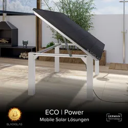 BLACKGLAS SolarTisch ECOpower 445Wp, 7-stufig verstellbar, 80x80mm Tischbeine ohne Rollen