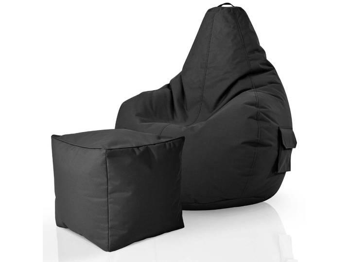 Gaming Sitzsack mit Rückenlehne, Seitentasche - Anthrazit