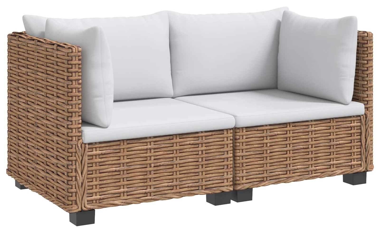 vidaXL 2 Stk. Rattan-Lounge-Set mit Kissen GENDT Naturrattan Natur