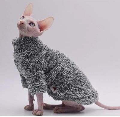 Inspired Finds DUOMASUMI Double Sided Winter Jacket For Sphynx Cats Warm Hairless Cat Clothes With Soft Fluffy Insulation black 2xl