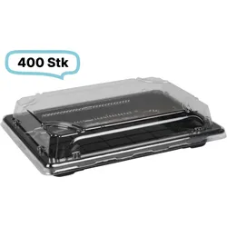 SET: Sushi-Box + transparente Deckel, 400 Stk, Sushi-to-go, take away, RPET, verschiedene Größen