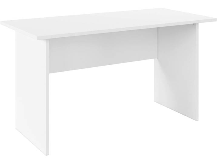 Schreibtisch RAUCH Joel , weiss (alpinweiß), B:140cm T:66cm, Tische, Schreibtisch, in schlichtem Design mit grosser Ablagefläche MADE IN GERMANY