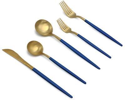 Elyon Tableware Elyon Lea Matte Two-tone Colored Stainless Steel Flatware Set 20 Pieces