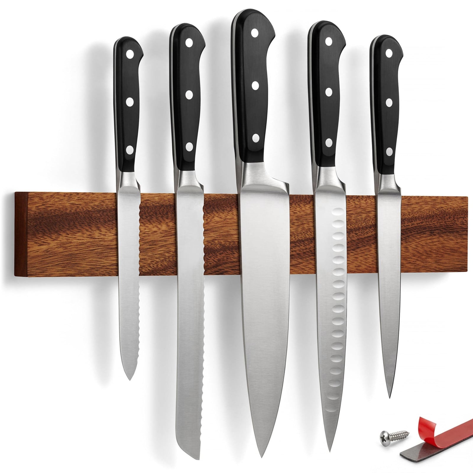 Dripio Magnetische messenhouder van walnoothout, 40 cm
