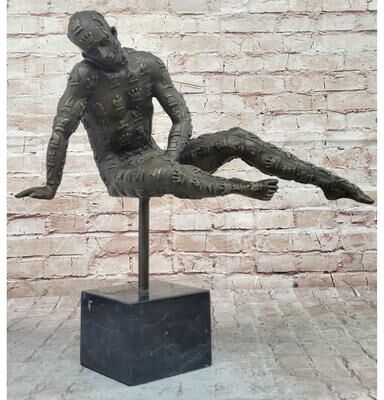 Bronzhaus Man With Chess Figures Outfit Bronze Metal Statue Sculpture Figurine Salvador Dali 17 Inches