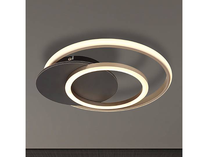 Plafonnier LED Julio 36 x 7 x 38cm Beige/Gris/Gris Matériau : Bois manufacturé, Matière plastique Type de matière synthétique : Verre acrylique
