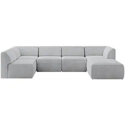 WOHNLANDSCHAFT Ottomane Rechts MOVA 345x180x78 Grau Cord