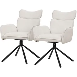 ESSZIMMERSTÜHLE 2er Set drehbar Beige mit Stoffbezug