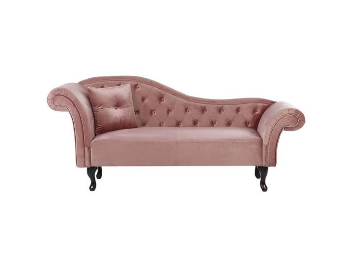 CHAISELONGUE Samtstoff rosa linksseitig Lattes