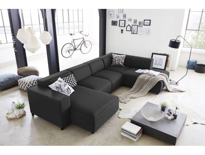 Wohnlandschaft OTTO HOME Bulky U-Form , grau (anthrazit), B:324cm T:195cm, Sofas, Wohnlandschaft, in U-Form und XXL Sitzfläche, modular aufgebaut