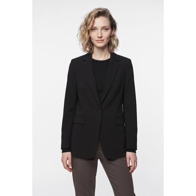 Kurzblazer BOSS ORANGE "Jabla Premium Damenmode", Damen, Gr. 36, schwarz, Crêpe, Obermaterial: 87% Polyester, 13% Elasthan, tailliert hüftbedeckend, Blazer Kurzblazer, aus knitterarmem Krepp