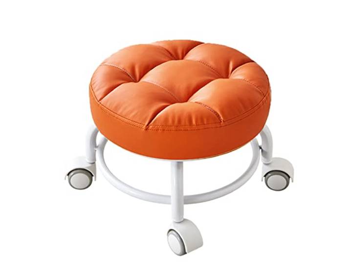 JFGCTYHXY Hocker mit Rollen, Roller Seat Kurze Rollfußhocker mit universellen Schwenkrollen(Orange)