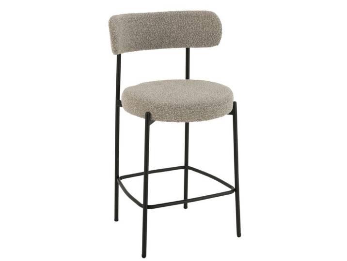 Chaise de bar en métal et tissu bouclette Taupe 48x53x97 cm