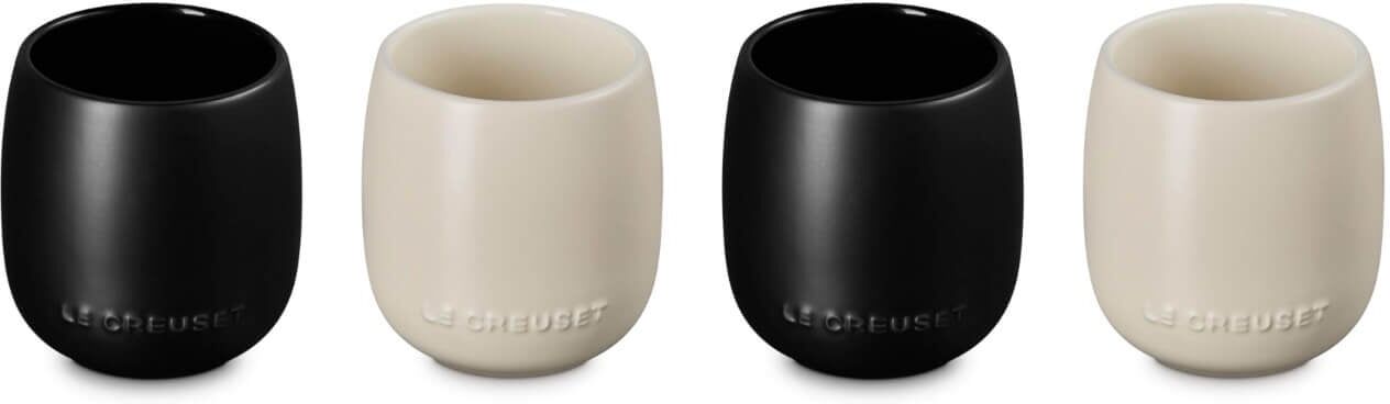 Le Creuset Serenity Collection Set of 4 Stoneware Tumblers - Satin Black & Brioche