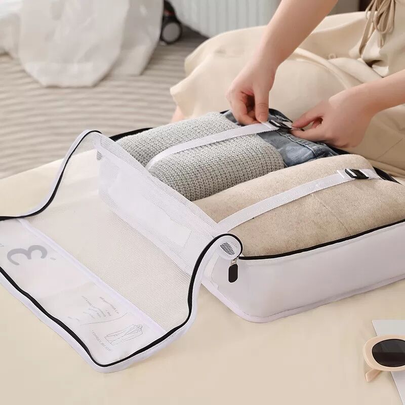 INF Ensemble de 7 cubes de rangement de voyage - Blanc, Organisateur de bagages pour valises