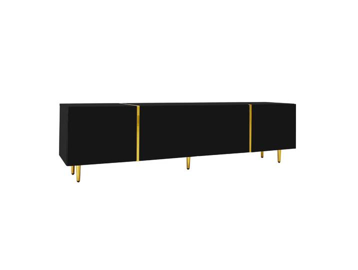 ComfortXL Lowboard De-40208 mit Soft-Close-Scharnieren Schwarz, 170x46x35 cm, Wohnzimmer, TV Möbel, Lowboards, Lowboards stehend