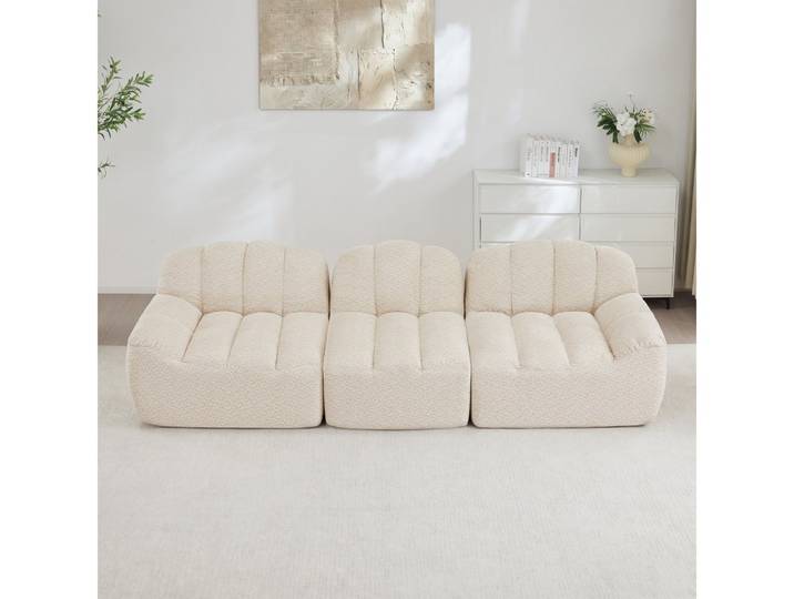 BBWL Sofa 3-Sitzer Modulares Boneless Sofa aus 32D Hochdichtschaum, weicher, tiefe Sitze, ergonomisches Wohnzimmersofa, flexibel und komfortabel