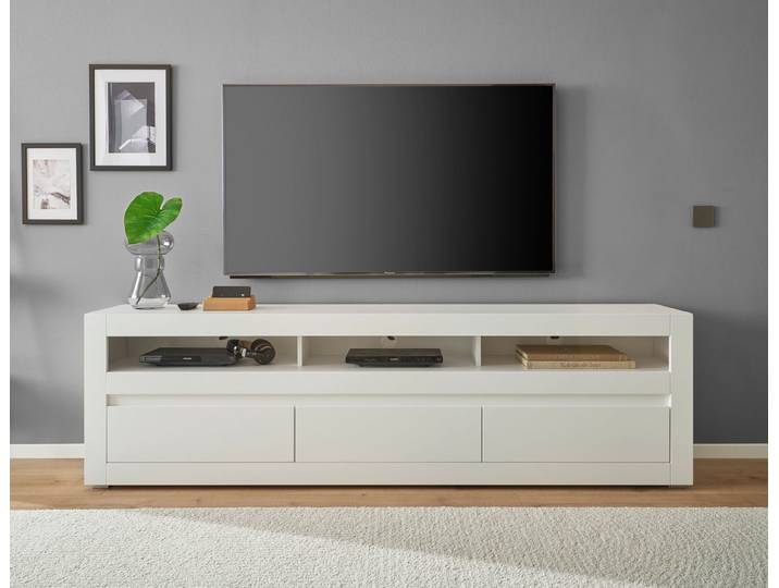 Home affaire Lowboard Chester, moderner TV-Unterschrank, Kommode mit Stauraum, Weiß Matt (1 St), austauschbare Blende in Griffleiste, zeitloses Design, 217 cm breit