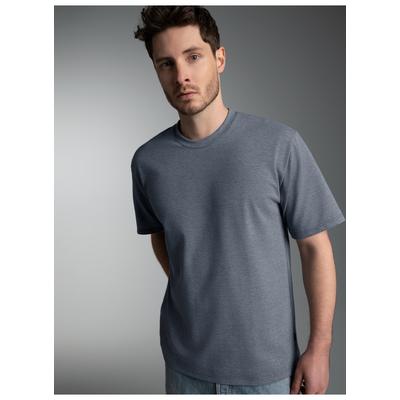 T-Shirt TRIGEMA "TRIGEMA T-Shirt in Piqué-Qualität", Herren, Gr. L, grau (steingrau, melange), Piqué, 100% Baumwolle, Basic, Rundhals, Shirts T-Shirt