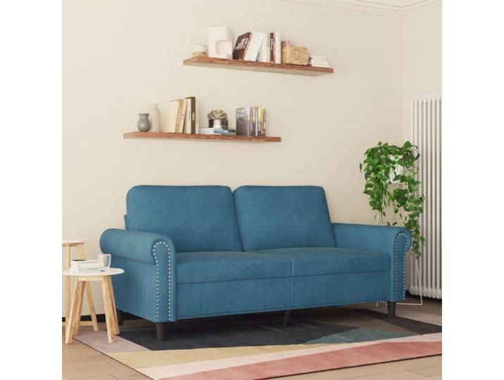 Autumn sale élégant Canapé à 2 places - Loveseat/Sofa - 100 % polyester - Bleu 140 cm Velours Home686081