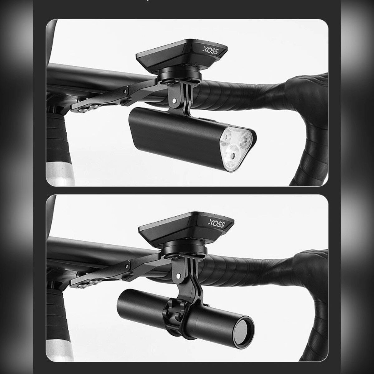 INF Einteilige Lenker-Erweiterung für Fahrradcomputer – Vordere Mittelposition, eloxiertes Aluminium, 3-Adapter-System, Schwarz