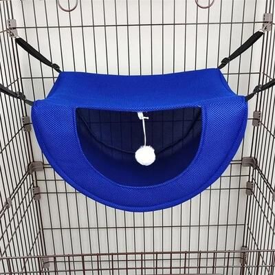 Uplifted Finds Cat Hammock Mesh Hanging Bed For Cages Small Animal Sleeping House s blue