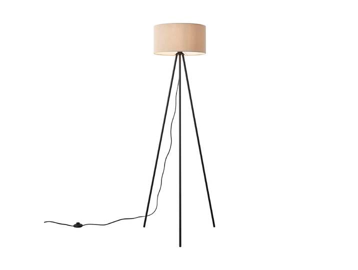 Lampadaire trépied moderne taupe avec abat-jour en velours - Luz
