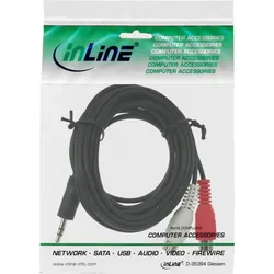 INLINE Cinch/Klinke Kabel, 2x Cinch Bu/3,5mm Klinke St, 1m