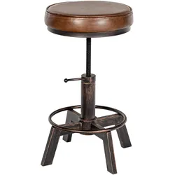 CLP Sitzhocker Destin mit Kunstlederbezug I Hocker im Industrial Design I gepolstert und höhenverstellbar