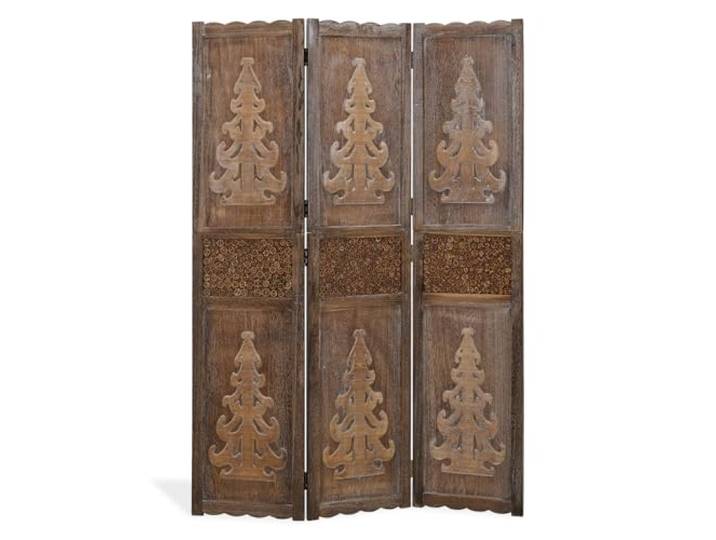 Homestyle4u 1890, Paravent 170x120 Raumteiler 3-teilig Holz Trennwand Sichtschutz mit Ornamente Braun
